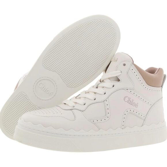 Chloe Shoes - Chloe Womens Lauren Lace-Up Leather High-Top Sneakers 37 MSRP $790